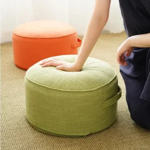 Coussin de Yoga Rond en Lin et PEP | Soutien & Confort Premium