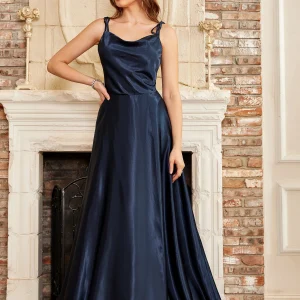 Robe satin bleu marine