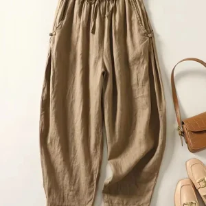 "Tsubaki" Pantalon femme en coton style sarouel | Taille élastiquée, coupe ample vintage