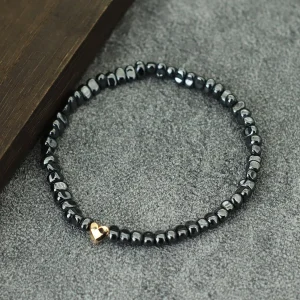 "Au Coeur de Soi" Bracelet en hématite naturelle pour hommes et femmes