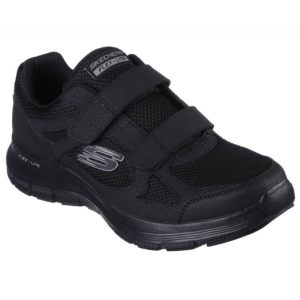 Basket cuirtextile homme à velcros semelle souple à mémoire de forme SKECHERS flex advantage noir