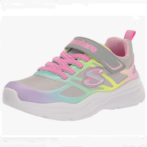 Tennis fillette toile ultra-légère multicolore lacets élastiqués + velcro  SKECHERS
