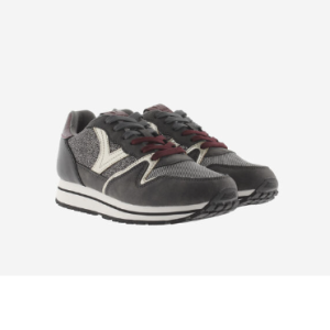 Tennis femme à lacets coloris anthracite / bordeaux effet glitter semelle blanc cassé VICTORIA