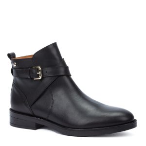 Boot cuir souple femme Talon plat  Dessus sans couture Fermeture éclair PIKOLINOS PUERTOLLANO Coloris noir