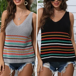 T-shirt tricoté sans manches pour femmes PACK 2 T-shirt