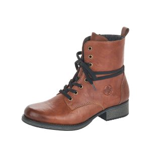 Bottine souple plate femme lacet+zip doublure chaude RIEKER Y9710-22 marron