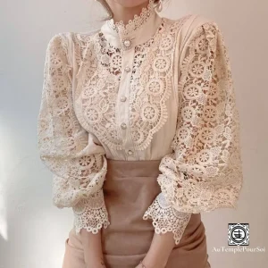Blouse Femme Haut de Gamme en Dentelle – Élégance et Raffinement