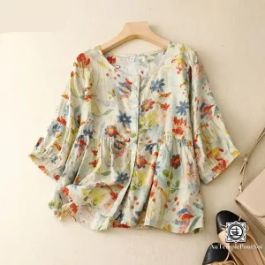 Blouse Femme Haut de Gamme – Motifs Floraux Bohèmes