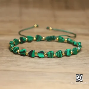 Bracelet Ajustable en Pierres Naturelles | Pierres en Forme de Cœur et Énergie Bienfaisante
