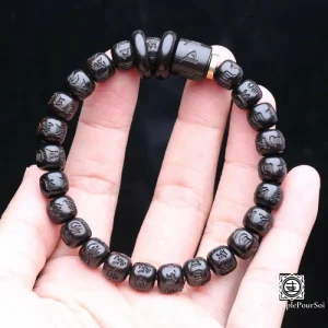 Bracelet de méditation "Om Mani Padme Hum" en perles d'Ebène