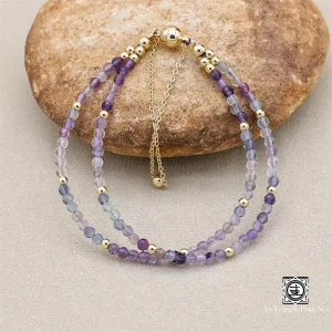 Bracelet Double Rang Fluorite Naturelle & Or | Élégance & Énergie