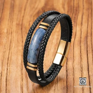 Bracelet en Cuir et Lapis-Lazuli pour Homme | Élégance, Énergie et Confiance