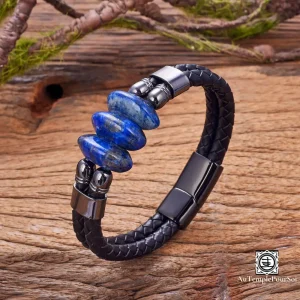 Bracelet en Cuir et Pierre Naturelle | Élégance Masculine et Énergie Positive