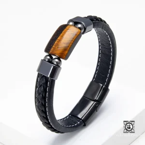 Bracelet en Cuir et Pierre Naturelle pour Homme | Élégance Classique et Énergie Positive
