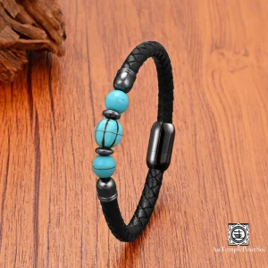 Bracelet en Cuir et Turquoise | Équilibre, Protection et Élégance
