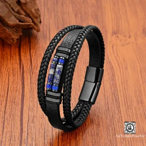 Bracelet en Cuir Tressé avec Pierre Naturelle | Bijou Énergétique et Tendance