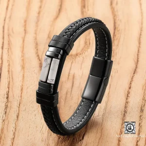 Bracelet en Cuir Tressé et Pierre Naturelle | Élégance et Énergie Protectrice