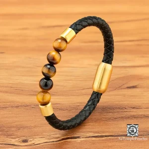 Bracelet en Cuir Véritable et Pierre Naturelle | Protection et Force Intérieure