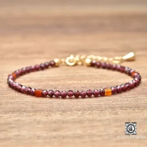 Bracelet en Grenat Rouge et Cornaline | Énergie, Passion et Élégance Dorée