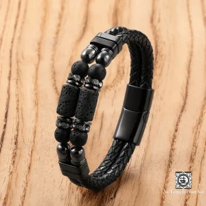 Bracelet Homme en Cuir et Pierre Naturelle | Bijou Élégant et Énergétique