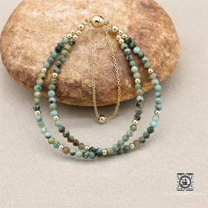 Bracelet Jaspe Africain – Double Rang, Élégance Bohème