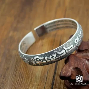 Bracelet Mantra Bouddhiste Om Mani Padme Hum en Argent | Bijou Spirituel Gravé