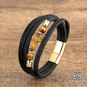 Bracelet Multi-Couches en Cuir et Pierre Naturelle | Élégance Moderne et Énergie Spirituelle