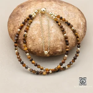 Bracelet Œil de Tigre – Double Rang, Élégance Bohème