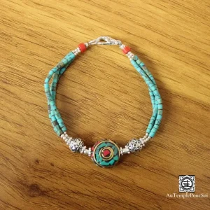 Bracelet "Sillage d'Annapurna" en Argent et Turquoise Tibétain