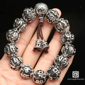 Bracelet "Tashi Delek Heureux" en Argent du Tibet
