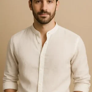 Chemise en Lin Col Mao pour Homme - Disponible en Plusieurs Couleurs