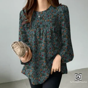 Chemisier Femme Haut de Gamme – Élégance Florale & Manches Longues