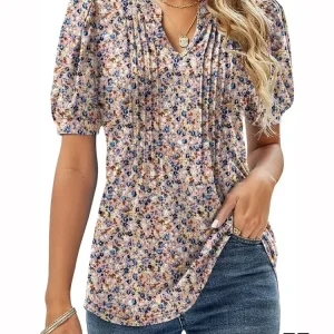 Chemisier Haut de Gamme Femme à Imprimé Fleuri – Élégance et Romantisme