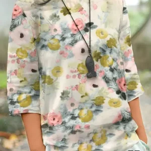 Chemisier Haut de Gamme Femme à Imprimé Fleuri – Élégance Naturelle