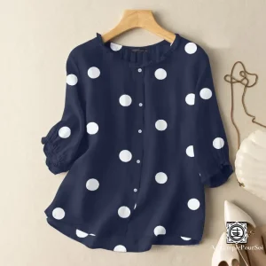 Chemisier Haut de Gamme Femme à Pois – Élégance et Rétro Chic