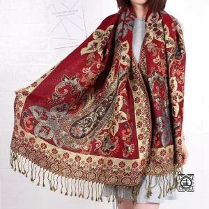 "Douceur d'Orient" Écharpe Pashmina Ornée de Motifs Cachemire
