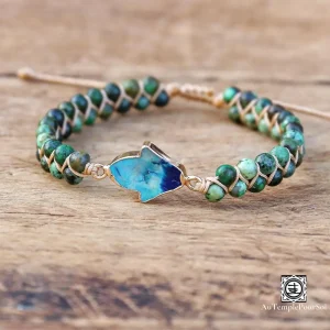 "Éclat de l'Océan" Bracelet en Jaspe Bleu et Vert