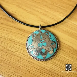 "Infini Sacré" - Pendentif Nœud Éternel en Turquoise