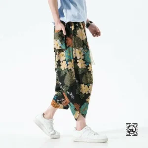 "Kazuki" sarouel en coton à motifs