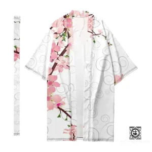 Kimono "Aurore de Sakura" – Fraîcheur Printanière et Éclat Floral