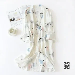 Kimono "Brise Printanière" en Coton - Légèreté et Style Poétique pour Femme