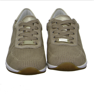 Tennis femme en maille souple extensible talon compensé coloris beige ARA Fusion