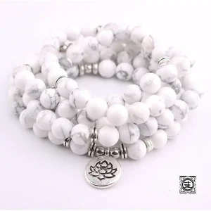 Mala "Pureté de l'Ame" 108 perles en pierres de Howlite