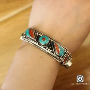 Manchette "Reflets de Tashilhunpo" en Cuivre et Turquoise