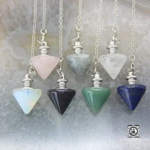 Pendule conique en pierre naturelle pour la Divination, en forme de cône de radiesthésie, pendentifs de Fortune, balle en cristal rose, bijoux à Quartz