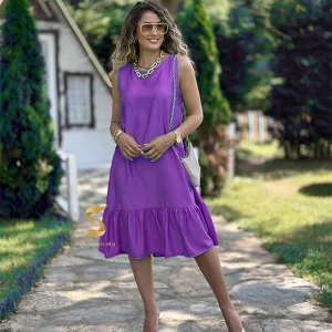 Mi-Robe Sans Manche Chic et Confortable