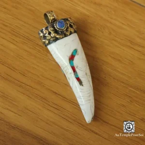 "Spirale Marine" - Pendentif en Coquillage avec Turquoise et Lapis