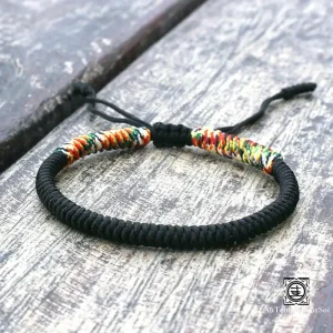 "Tashi Delek" Bracelet porte-bonheur du Tibet en corde tressé
