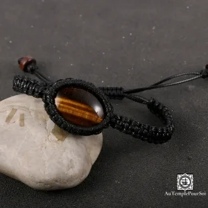 Toucher d'Élégance – Bracelet Macramé avec Pierre d'Harmonie