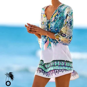 Tunique de plage impression serpent